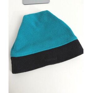 Marmot Fleece Beanie Teal Black Two Tone Winter Hat Embroidered Logo Mens Womens